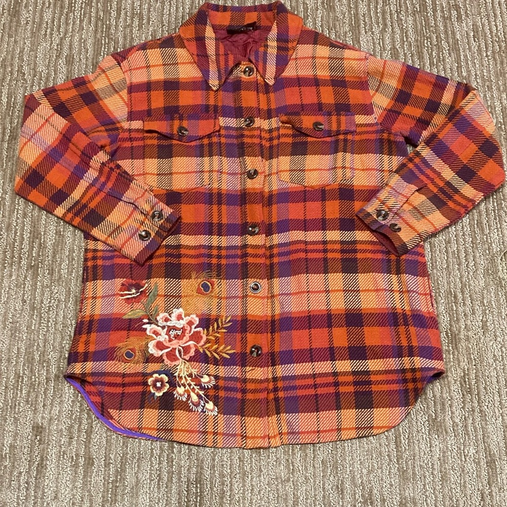 Johnny Was Orange and Purple Blazer with Floral Detail